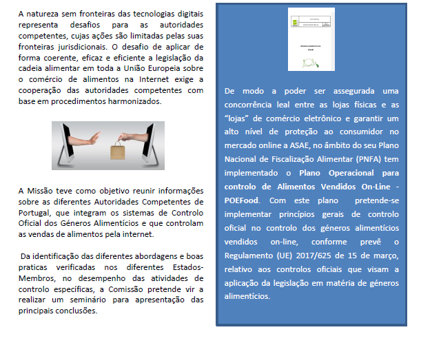 A ASAE e o Controlo do Comércio de Alimentos on-line A ASAE e o Controlo do Comércio de Alimentos on-line